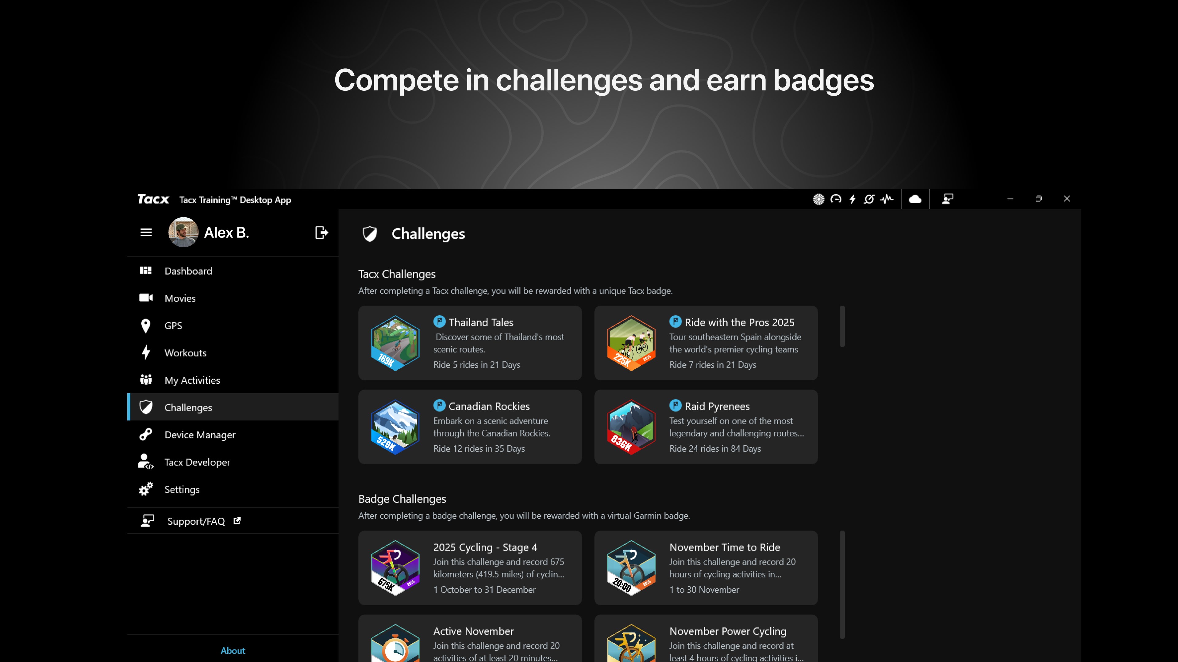 Tacx Training™ Desktop App screenshot