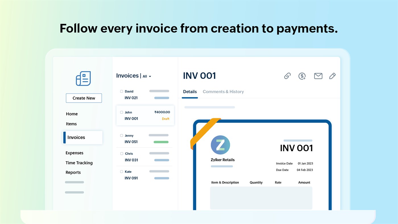 #7. Zoho Invoice - Free Invoicing for Businesses (Windows) Podle: Zoho Corp