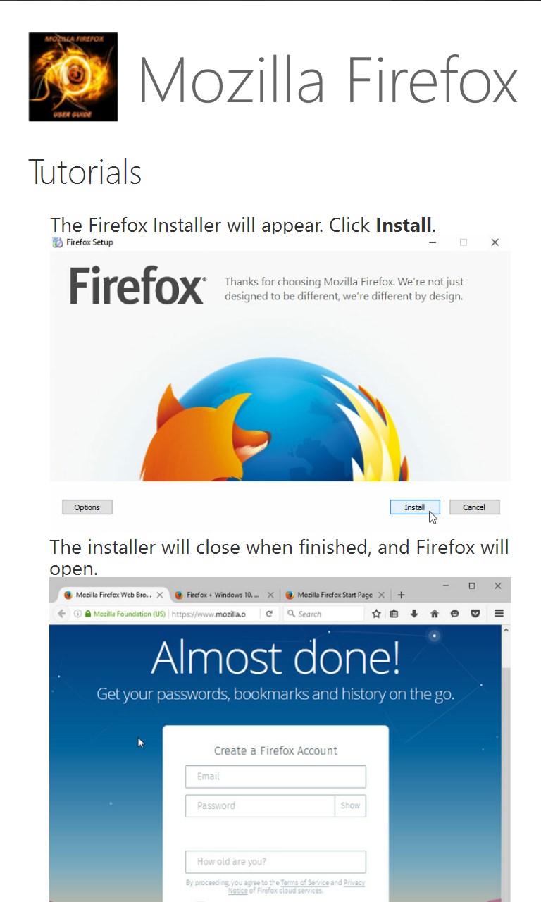 Mozilla Firefox Browser User Guide App for Windows 10 Mobile