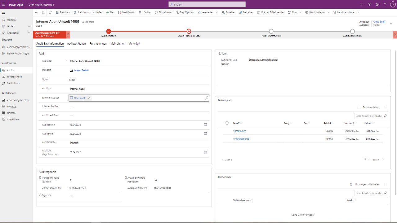 Snapshot 3 of DaIM Auditmanagement