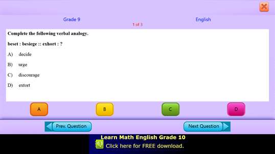 QVprep Lite Math English Grade 9 screenshot 9