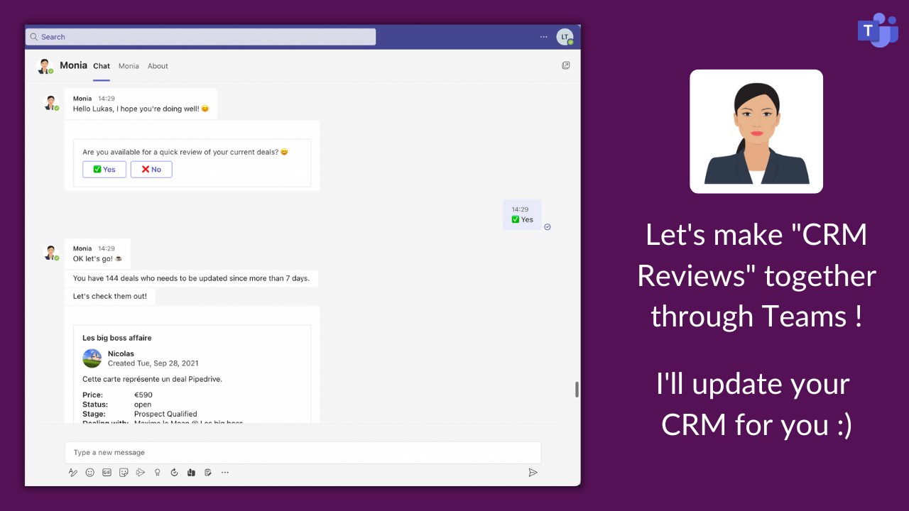 Snapshot 3 of Monia | CRM Assistant