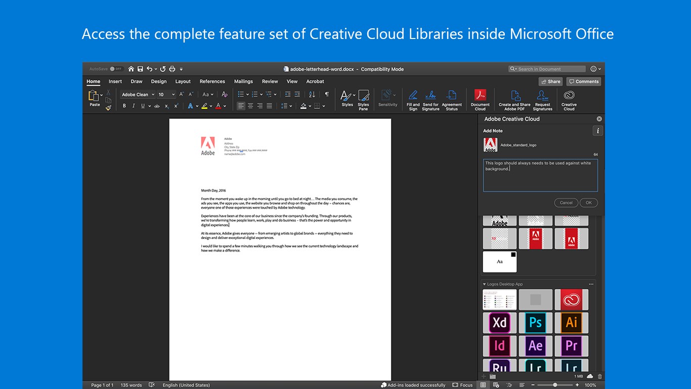 Adobe Creative Cloud for Word and PowerPoint