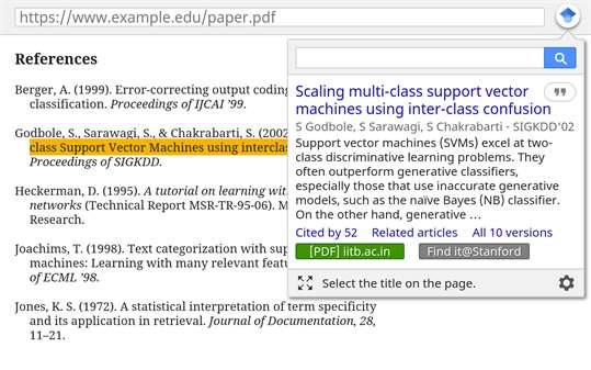 Google Scholar Button screenshot 1