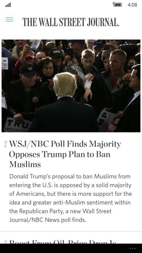 Screenshot: Section view - Top Stories - Can pin or download whole sections