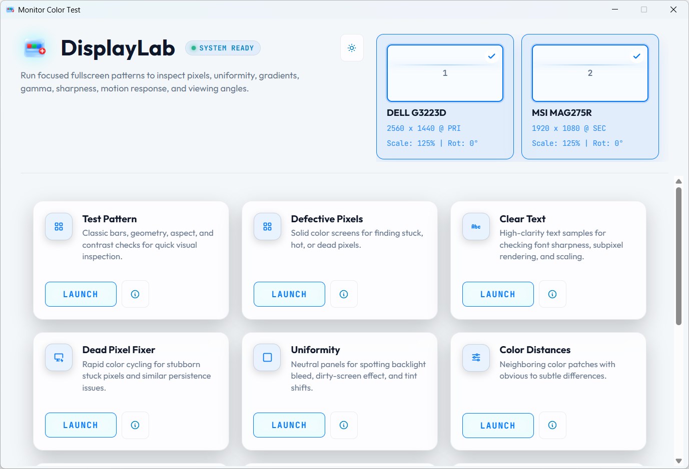 DisplayLab test screen
