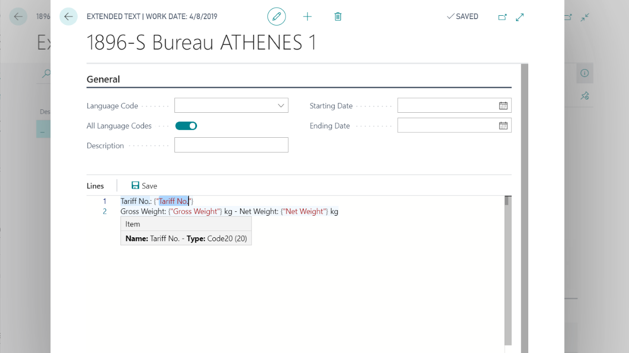 Snapshot 3 of CAP Sales - Dynamic Extended Texts