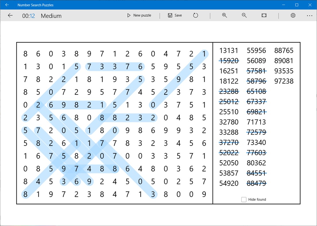 #1. Number Search Puzzles (Windows) 来自: Reflection IT
