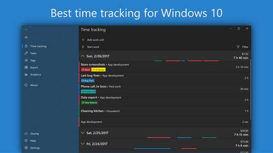 WorkingHours — Time Tracking / Timesheet screenshot 1