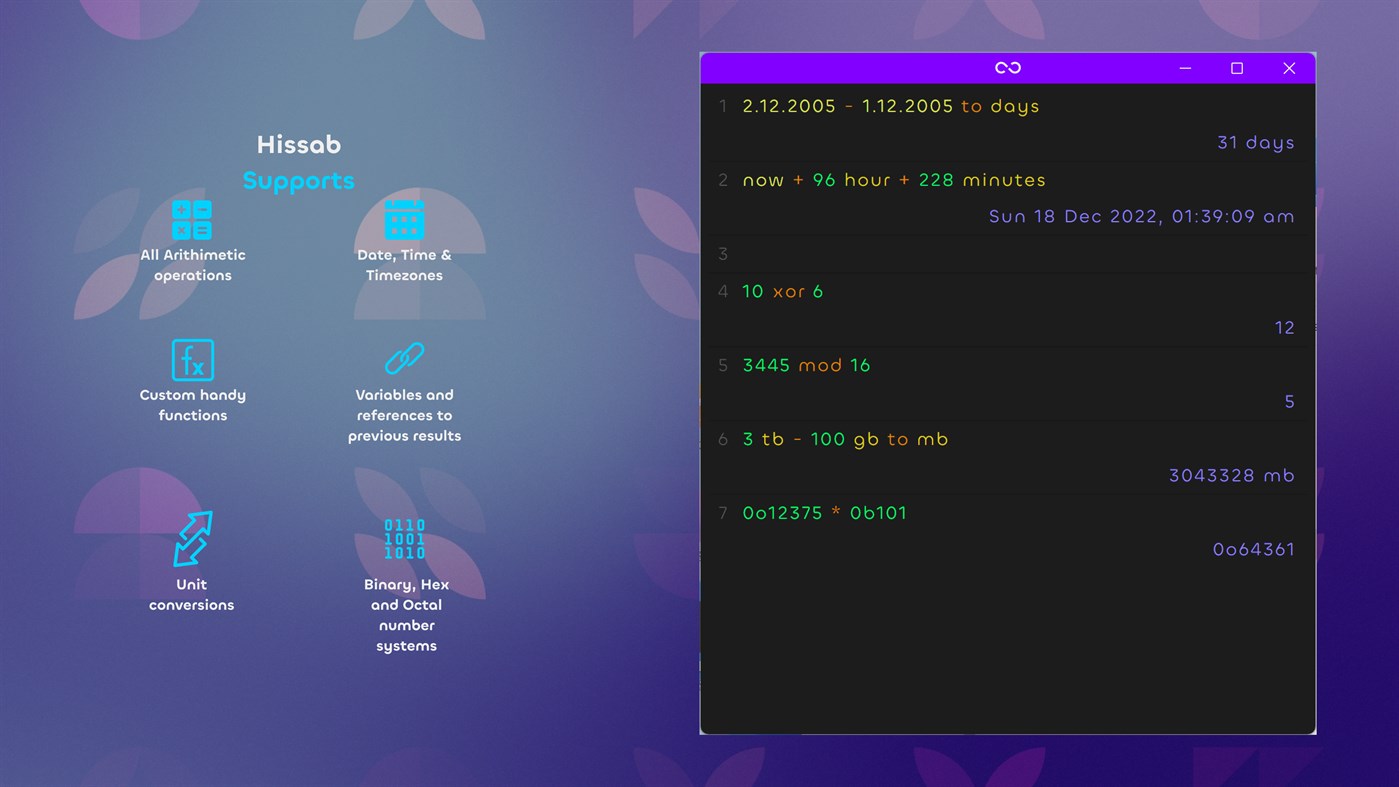 #4. Hissab - Calculator with Superpowers (Windows) Door: Rawbytes