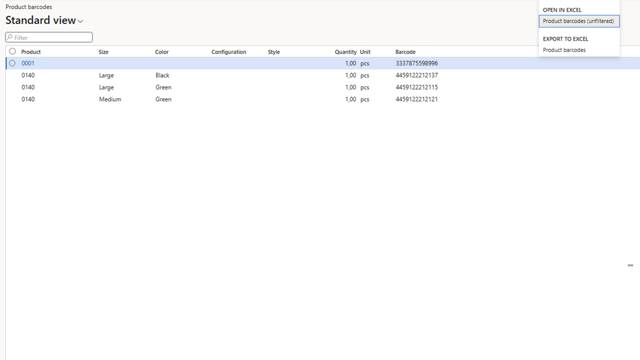 Snapshot 1 of Shared product barcodes (Advanced Suite)