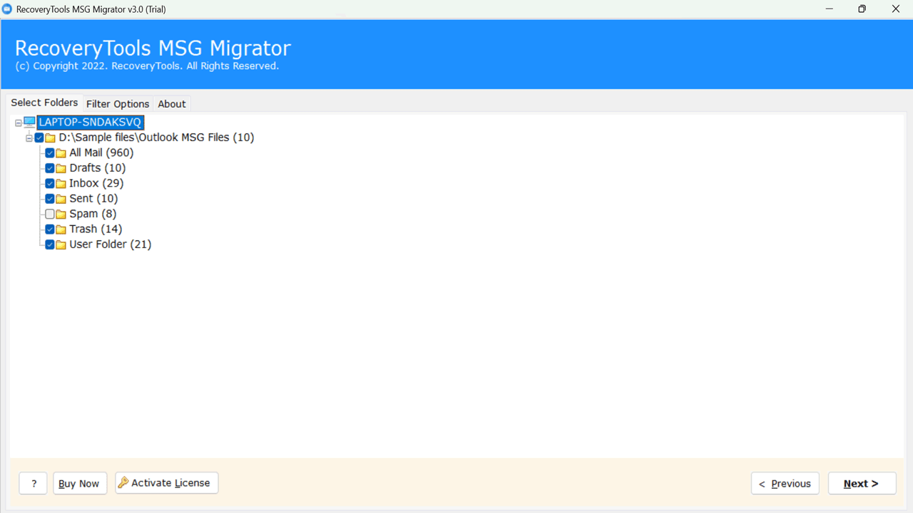 Snapshot 4 of RecoveryTools for MSG to CSV Converter