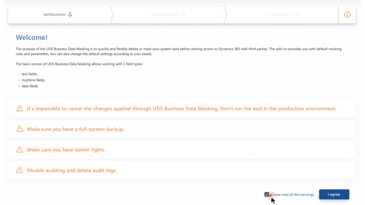 Snapshot 1 of UDS Business Data Masking Demo