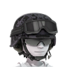 Marine Corps Patrol Helmet with Goggles - Black Camo