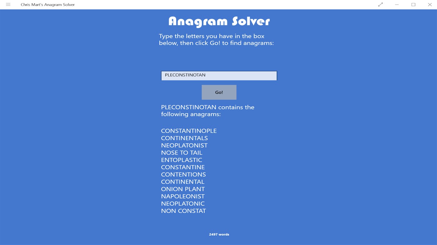 #1. Chris Mart's Anagram Solver (Windows) Podle: Chris Mart