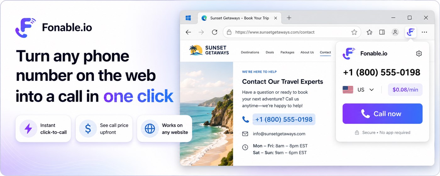 Fonable Click-to-Call: Browser Phone Dialer