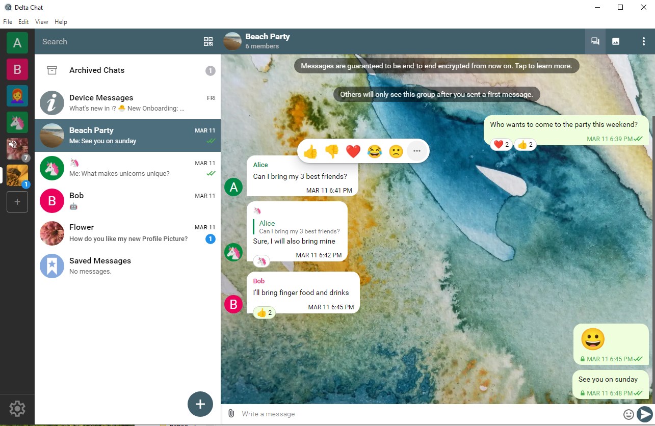 DeltaChat screenshot
