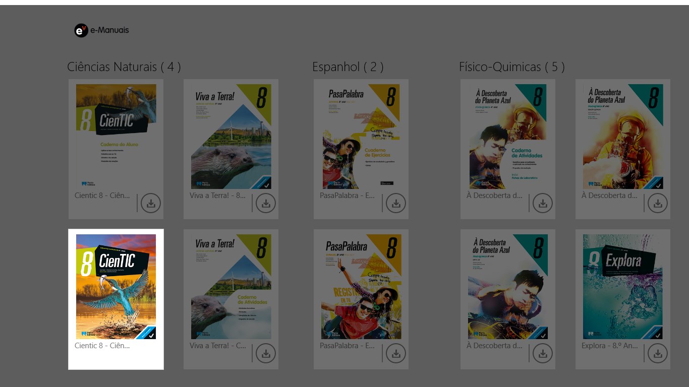 Ecrã inicial da aplicação (biblioteca)