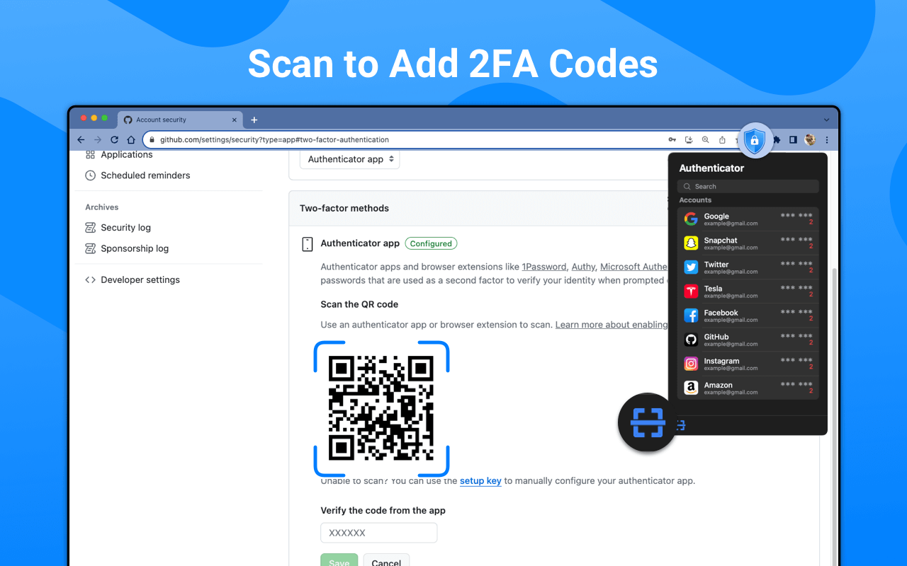 Authenticator App · 2FA Edge add-on