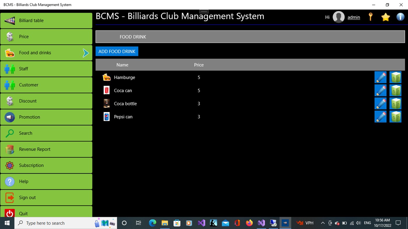 #6. BCMS - Billiards Club Management System (Windows) โดย: hoangdangal