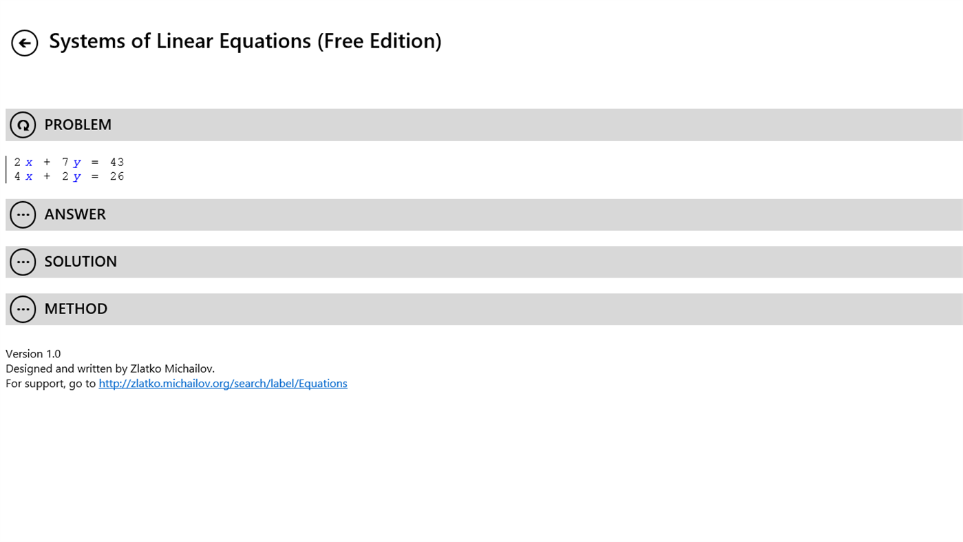 #2. Systems of Linear Equations (Free Edition) (Windows) Podle: Zlatko Michailov