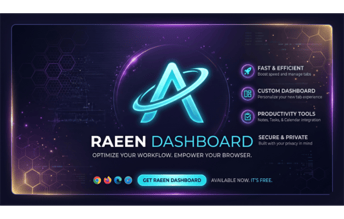 Raeen Dashboard: Personal Productivity New Tab
