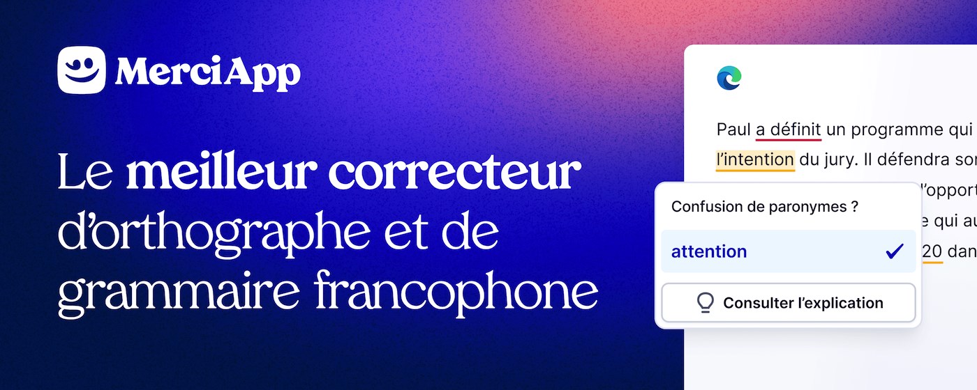 MerciApp — Correcteur d’orthographe et assistant de rédaction marquee promo image