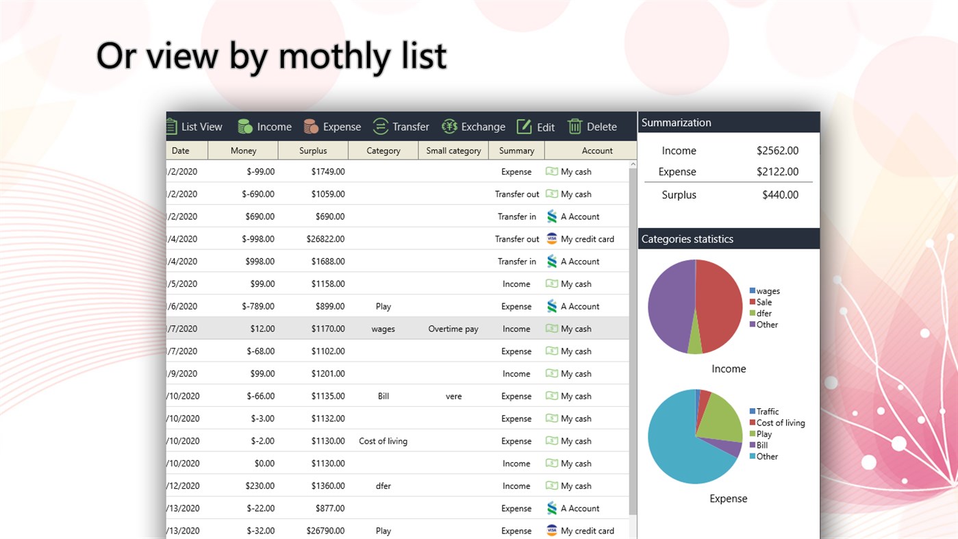 #2. Money Manager Calendar - Spending, Budget (Windows) di: Money Manager : Personal Finance