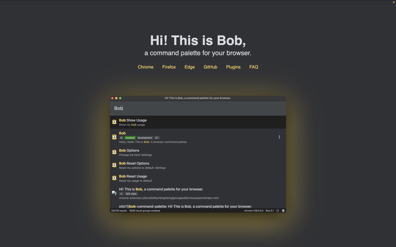 Bob, a command palette for your browser.