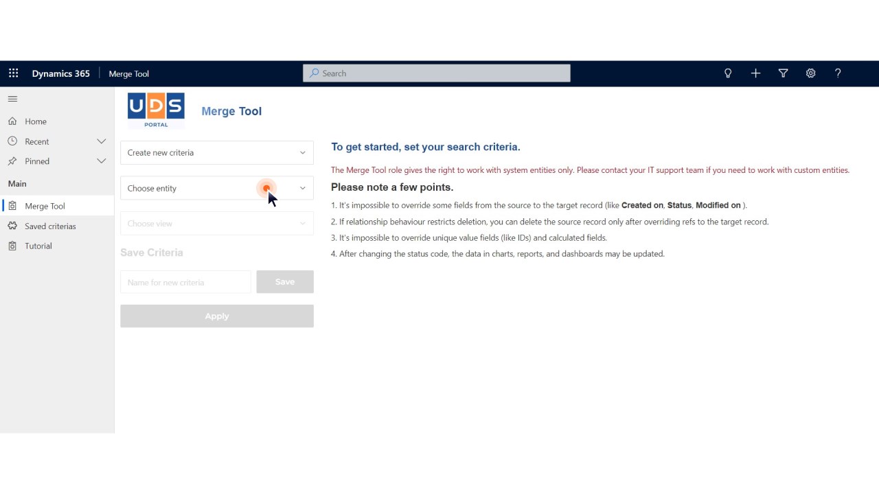 Snapshot 1 of UDS Merge Tool