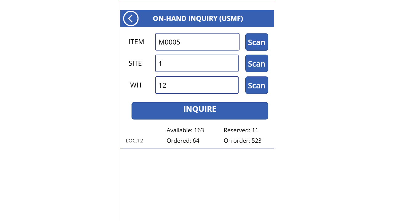 Snapshot 5 of Dynamics Supply Chain Warehousing Lite Barcode Scanning App