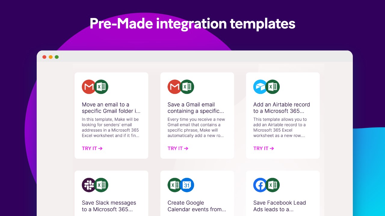 Snapshot 4 of Use Make to connect Microsoft Excel with more than 1,500 apps and services