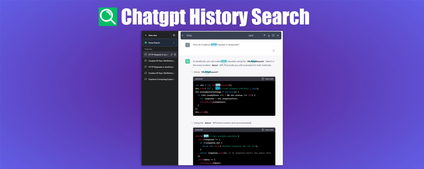 Chatgpt Conversations History Search marquee promo image
