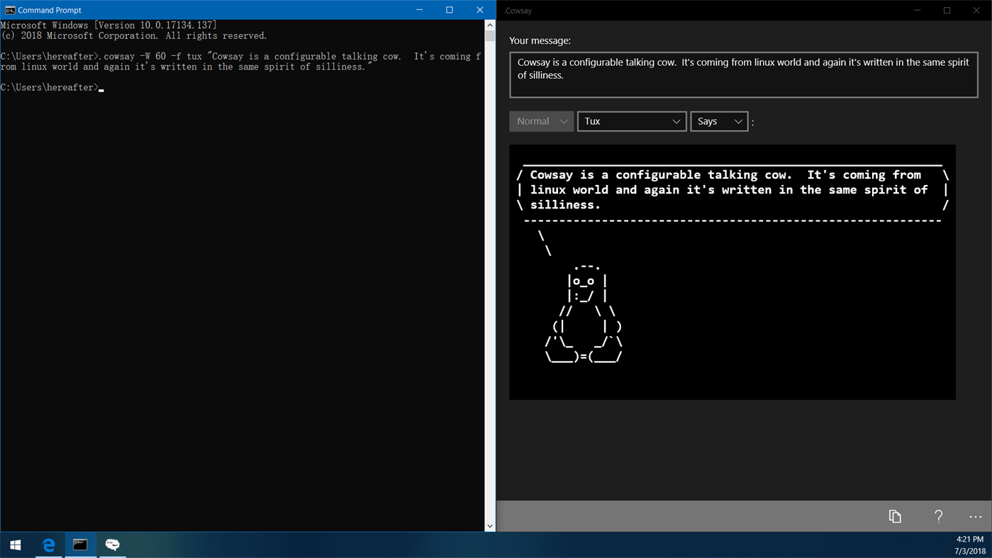 #3. .Cowsay (Windows) 由: Hereafter2