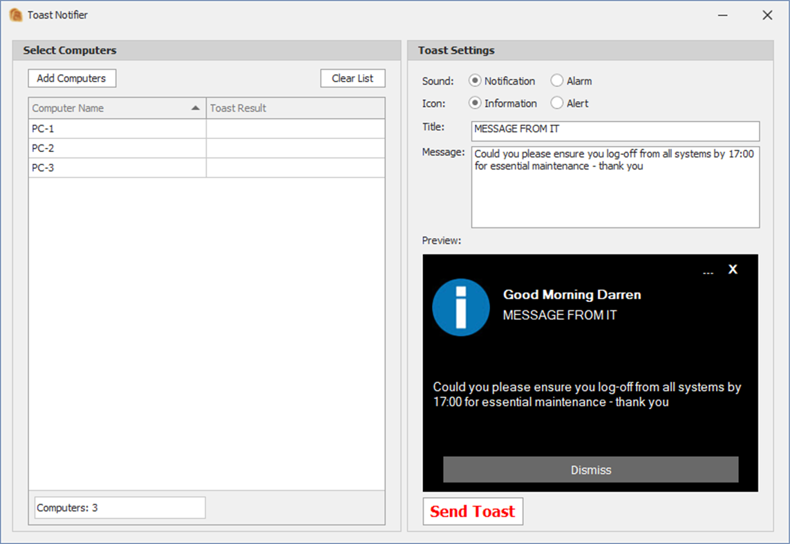 #2. Toast Notifier (Windows) Podle: PC Assist Software
