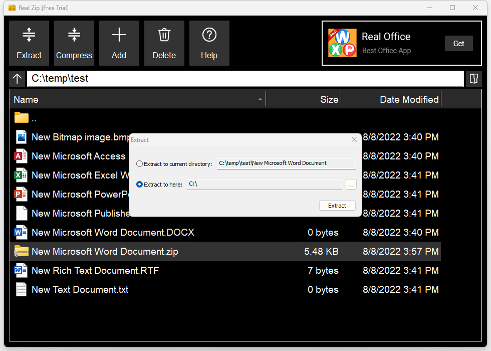 Real Zip screenshot