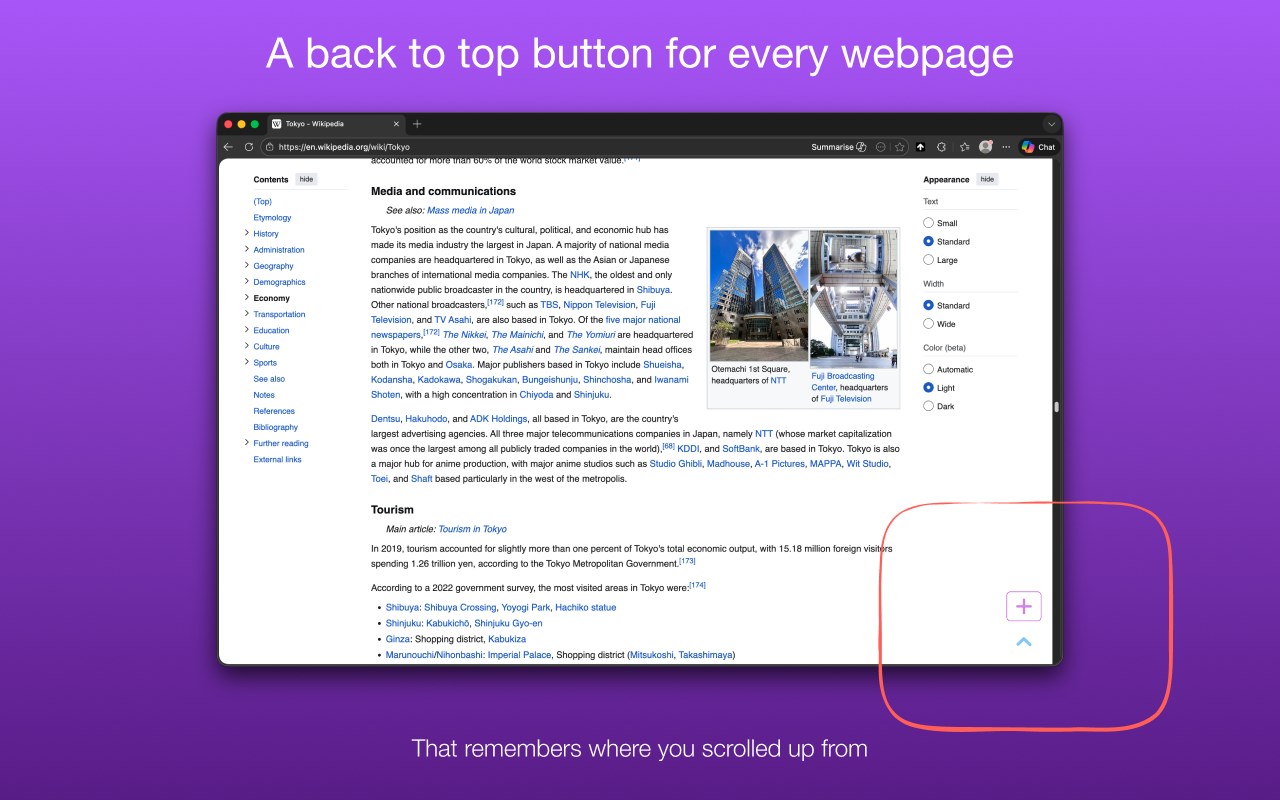Upwards - Back to Top + Pitstops