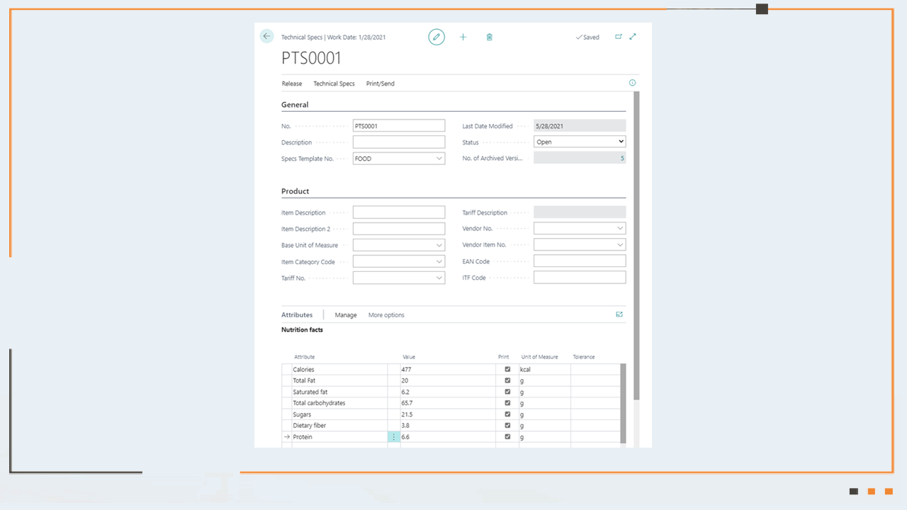 Snapshot 7 of Product Technical Specifications