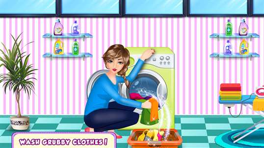 Mommy's Busy Day - House Cleaning & Laundry Washing Kids Game screenshot 3