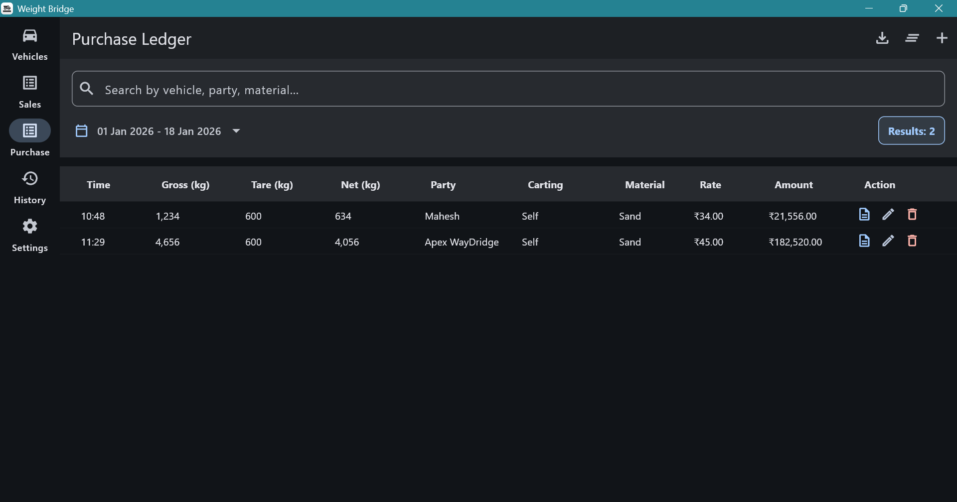 WeightBridge CRM Reports