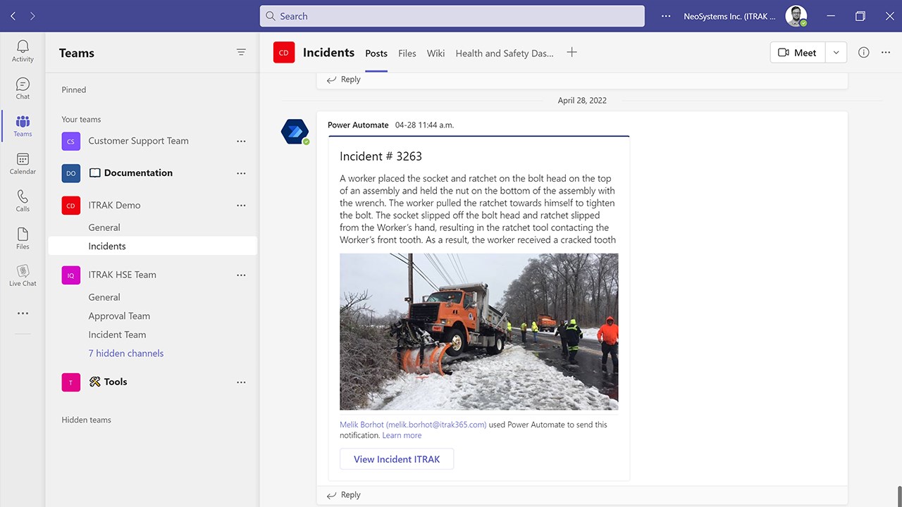 Snapshot 7 of ITRAK 365 Safety & Operational Compliance for Power Platform