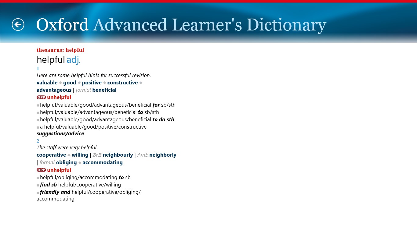 Oxford Advanced Learner's Dictionary, 8th edition for Windows 10