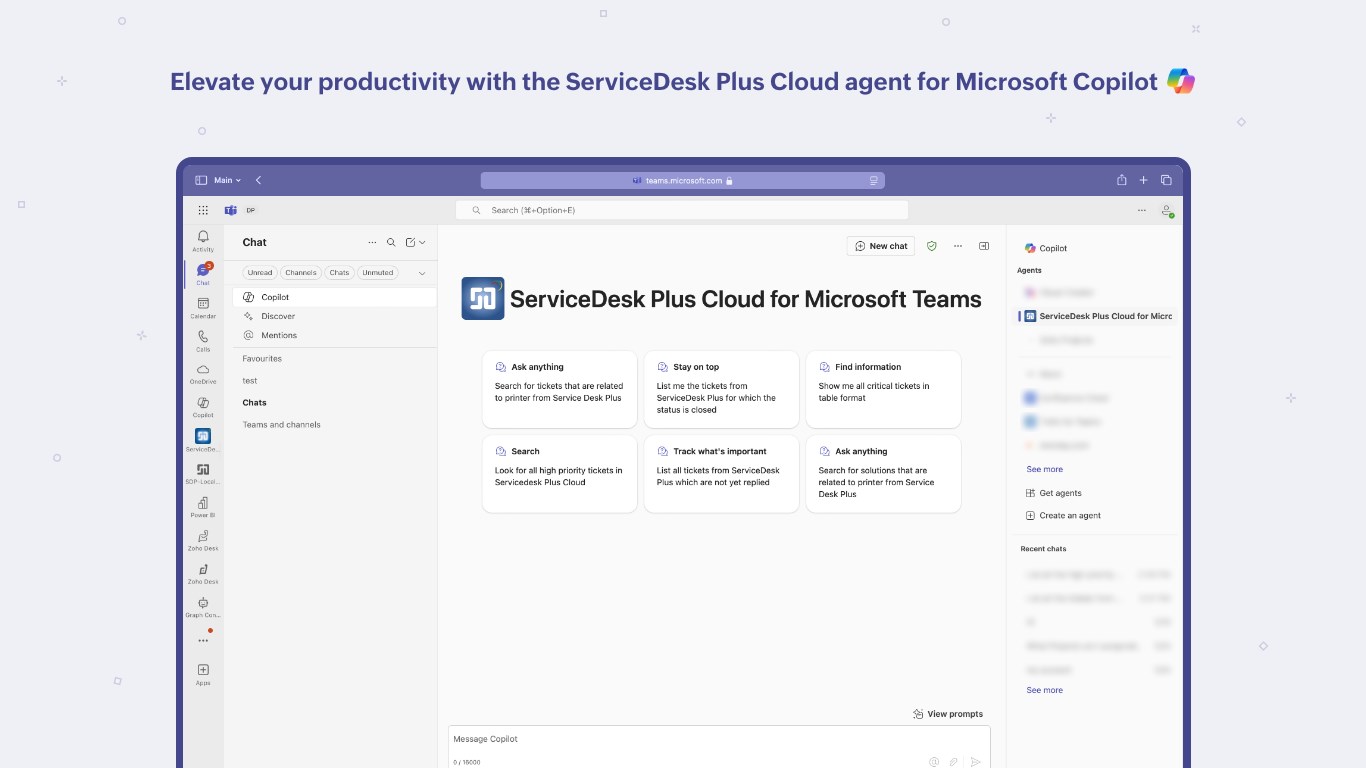 ServiceDesk Plus Cloud for Microsoft Teams preview 5
