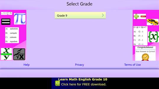 QVprep Lite Math English Grade 9 screenshot 1