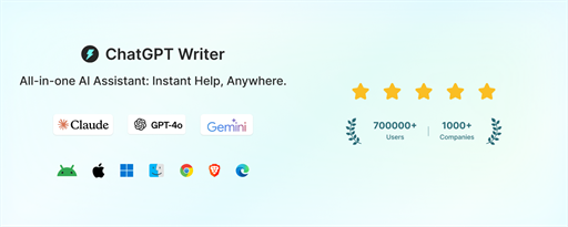 ChatGPT Writer: Use AI on Any Site marquee promo image