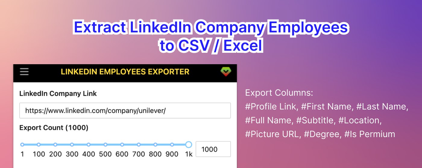 Company Employees Export for LinkedIn™️ marquee promo image