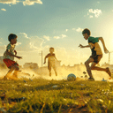 Soccer Match Of Children In The Countryside