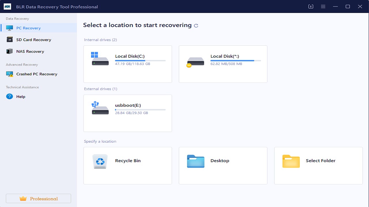 Snapshot 2 of BLR Data File Recovery Software Tool