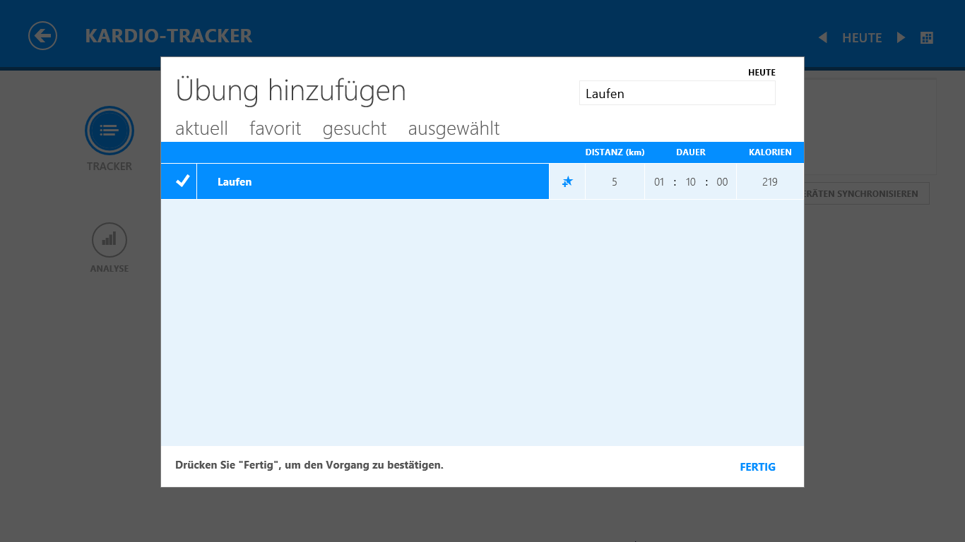 Behalten Sie Ihre Trainingseinheiten und Übungen im Blick