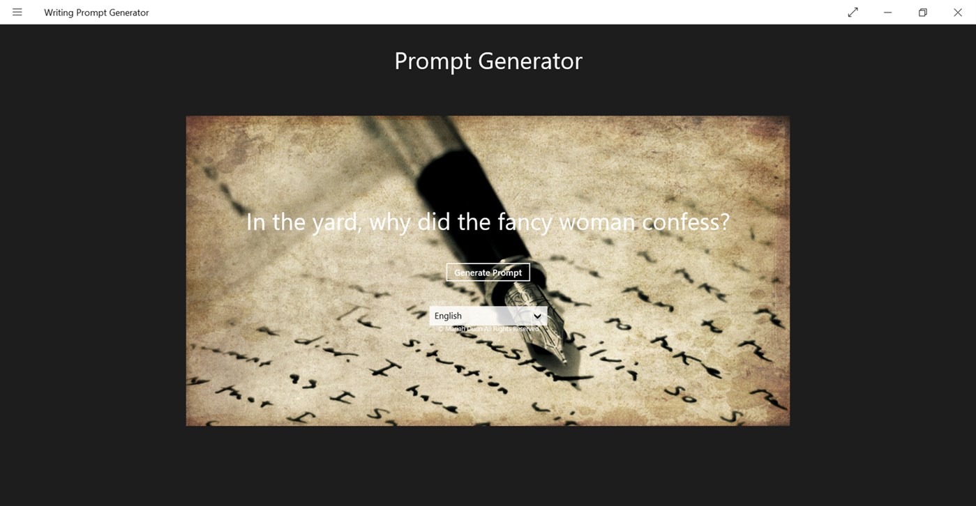 #2. Writing Prompt Generator (Windows) Podle: Mariah Dunn